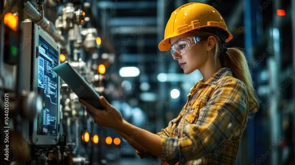 Female Engineer in a Industrial Facility Female Engineer in a Industrial Facility