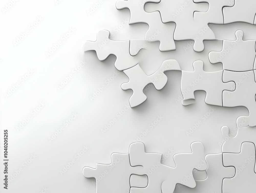 Flat Plain Puzzle Pieces Scattered White Surface Copy Space Overhead Shot Symbolizing Problem Solving Collaboration ESG Business Discussions Simple Vector Illustration Flat Plain Puzzle Pieces Scattered White Surface Copy Space Overhead Shot Symbolizing Problem Solving Collaboration ESG Business Discussions Simple Vector Illustration