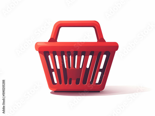 Flat Shopping Basket Levitating Vector Illustration Against White Background, Emphasizing Floating Effect for Smart Business Concepts, Signifying Buying and Offers in Minimalist Design