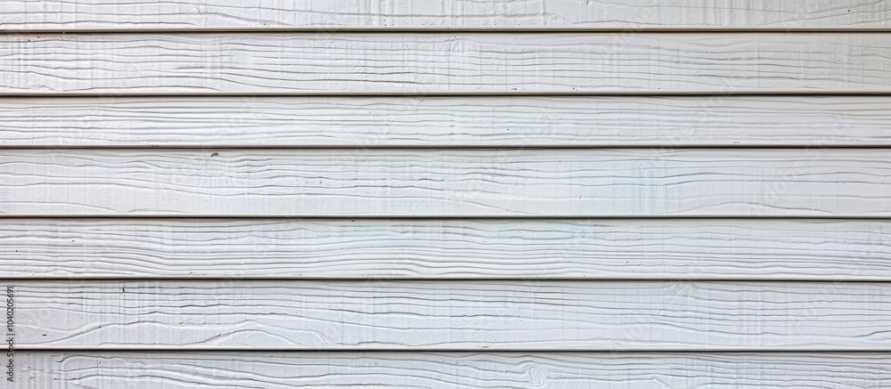 Obraz premium White vinyl siding with a wood grain texture in focus offering a backdrop with patterns and a frame for a copy space image