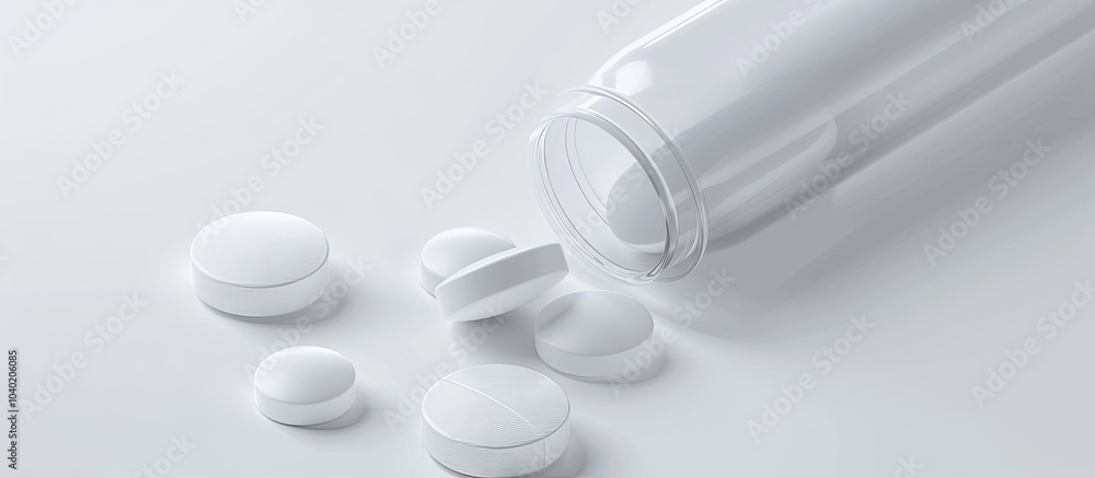 Tablet emerging from plastic tube dispenser shown in closeup view with copy space image Tablet emerging from plastic tube dispenser shown in closeup view with copy space image