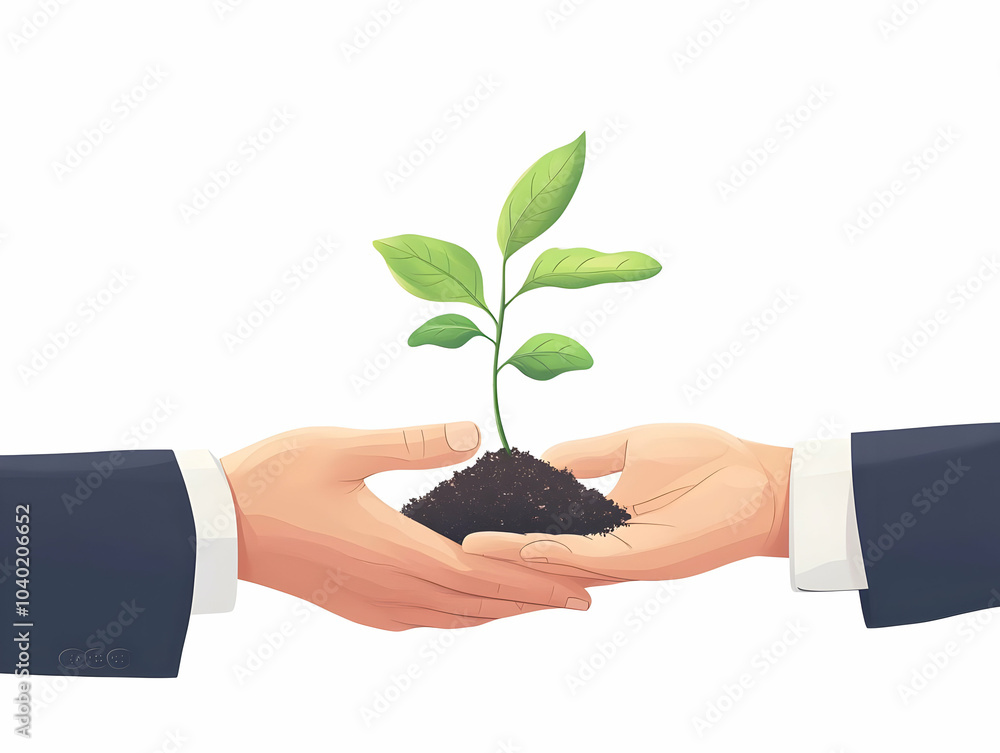 Flat Hands Passing Seedling Glossy White Background Ample Copy Space Growth Community Nurtured Compromise ESG Business Negotiations Simple Flat Vector Illustration Smart Business Tone Flat Hands Passing Seedling Glossy White Background Ample Copy Space Growth Community Nurtured Compromise ESG Business Negotiations Simple Flat Vector Illustration Smart Business Tone