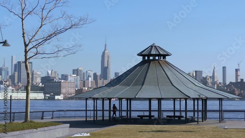 Stunning View of Manhattan Skyline from Pier A Park Pergola in Hoboken, NJ 2