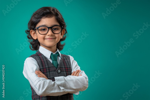 Indian school kid portrait isolated photo