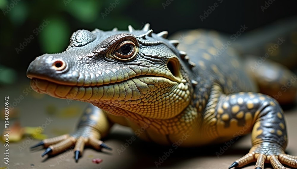 Fototapeta premium A majestic lizard poised and ready for the day