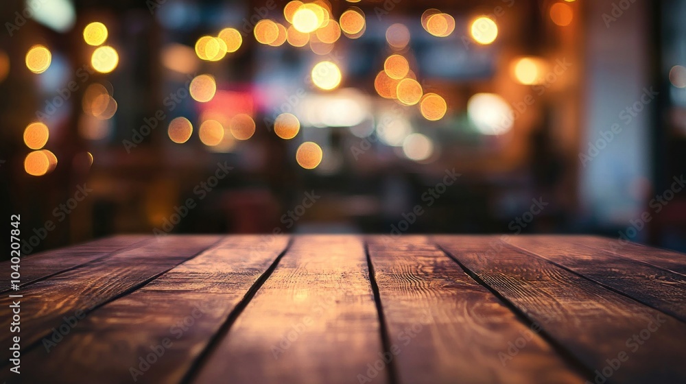 Empty wooden table top with a blurred bokeh furniture lighting hardwood. Empty wooden table top with a blurred bokeh furniture lighting hardwood.