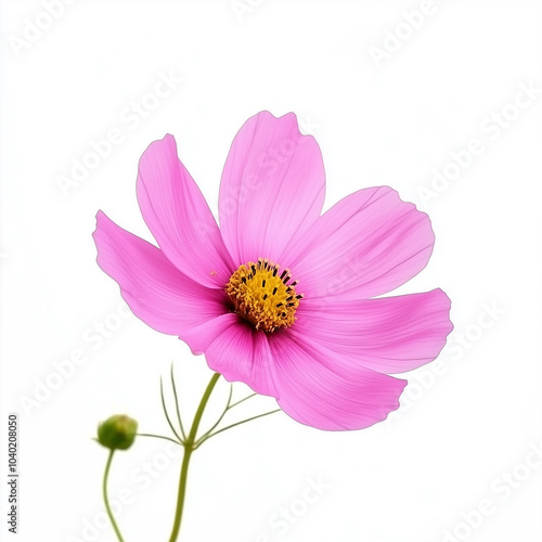 Pink cosmos flower bud isolated on white