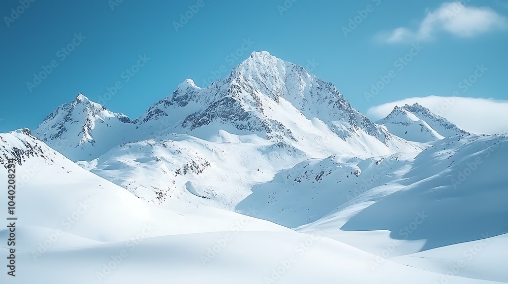 Snowy Mountain Peaks Under Clear Blue Sky Snowy Mountain Peaks Under Clear Blue Sky