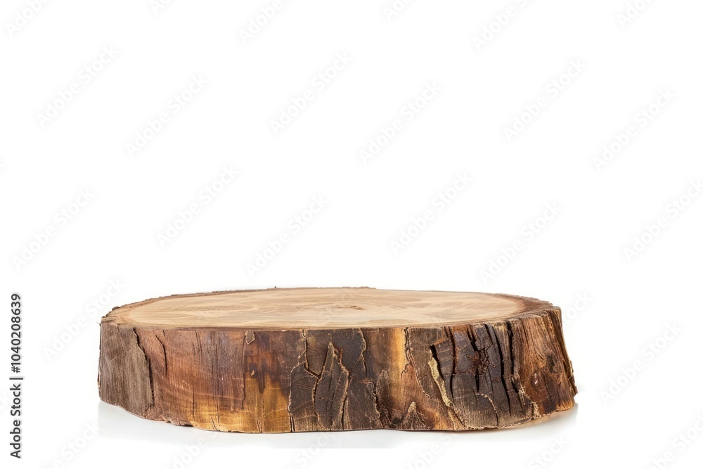 Wooden podium with bark wood slabs plant tree tree stump. Wooden podium with bark wood slabs plant tree tree stump.