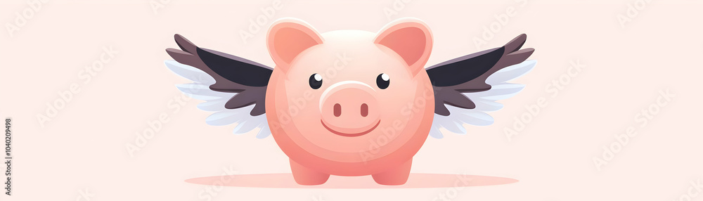Vector icon piggy bank wings quick savings minimalist illustration clean lines pastel colors white background financial growth infographic investments strategies Vector icon piggy bank wings quick savings minimalist illustration clean lines pastel colors white background financial growth infographic investments strategies