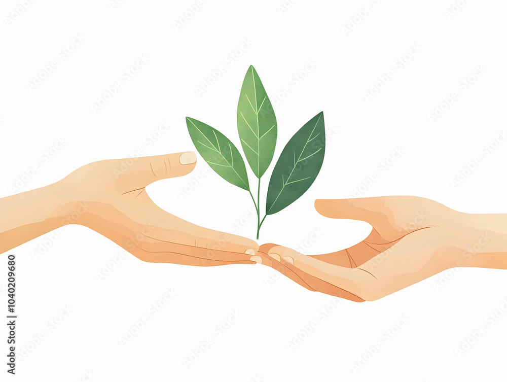 Flat Macro Hands Passing Leaf Close Up Symbolizing Responsibility Growth Community ESG Commitment Simple Vector Illustration Flat Macro Hands Passing Leaf Close Up Symbolizing Responsibility Growth Community ESG Commitment Simple Vector Illustration