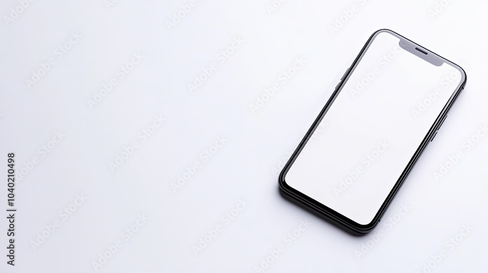 Modern Smartphone on White Surface For Minimalist Design Modern Smartphone on White Surface For Minimalist Design