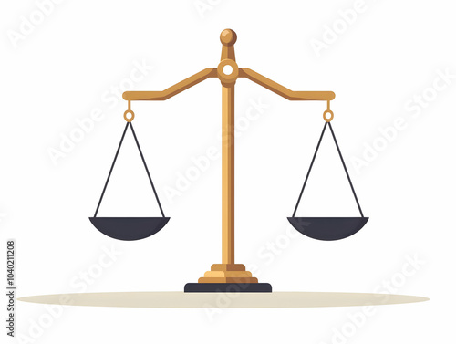 Flat Plain Scale Balancing Equal Weights Glossy White Background Ample Copy Space Straight On Shot Symbolizing Compromise Balance Community Growth ESG Business Negotiations Simple Flat Vector Illustra