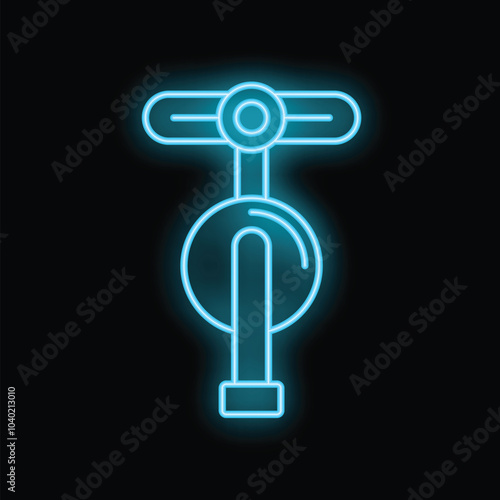 Glowing neon line electric unicycle icon isolated on black background. Modern electric transport. Vector illustration