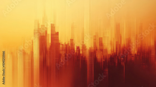 Abstract City Skyline Silhouettes at Sunset: Warm Colors and Strategic Negative Space, Ideal for Urban Development and Real Estate Themes. High-Resolution Background.