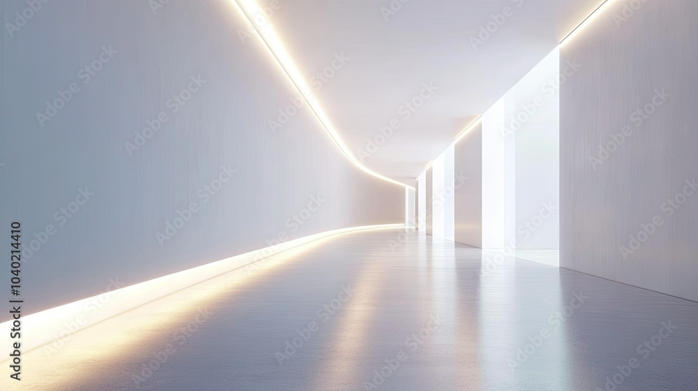Clean modern hallway with abstract lighting and ample space for copy Clean modern hallway with abstract lighting and ample space for copy