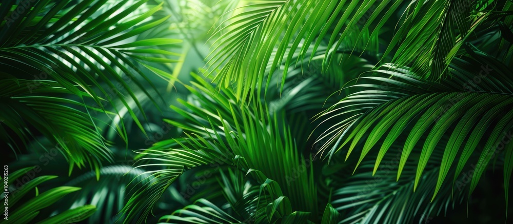 Lush palm leaves forming a vibrant backdrop ideal for utilizing as a natural copy space image Lush palm leaves forming a vibrant backdrop ideal for utilizing as a natural copy space image