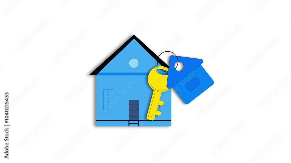 2D Motion Design: House Appearing on a Key with House Keychain Animation 2D Motion Design: House Appearing on a Key with House Keychain Animation