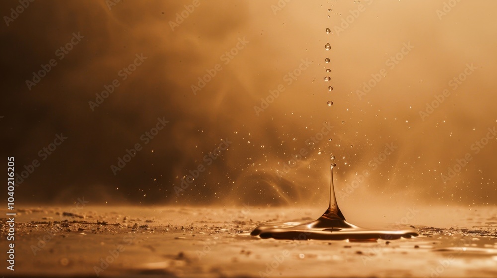 A drop of water falls from the sky, creating a sense of calm and serenity