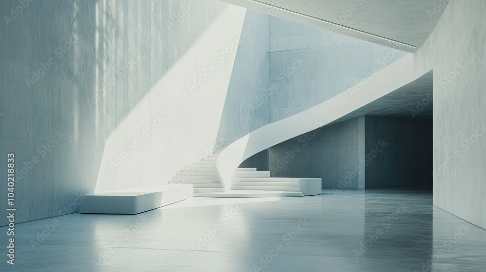 Contemporary art museum with minimalist design and ample room for text or branding Contemporary art museum with minimalist design and ample room for text or branding