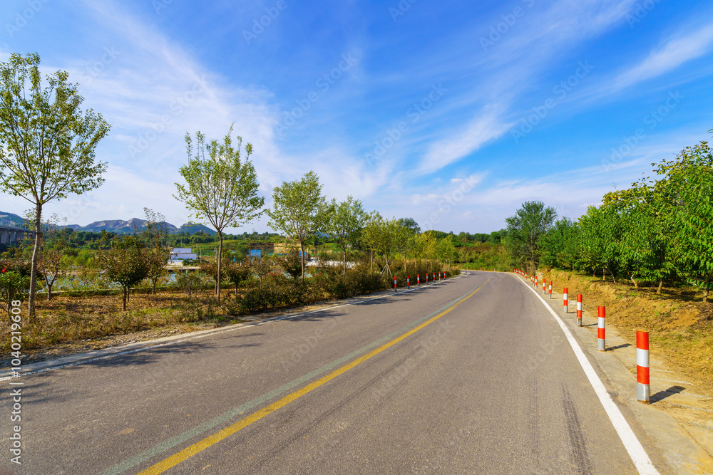 Naklejka premium A rural road extending to the distance