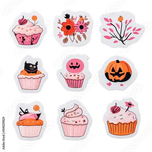 Cute Halloween Cupcakes Stickers Fall Decor Autumn Spooky Treats