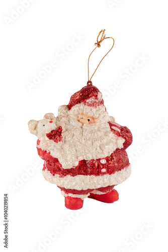 Hanging decoration for christmas tree Santa Claus isolated white background photo