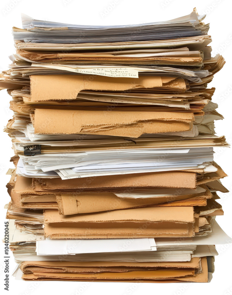Large Stack of Old Paper Documents and Files in a Pile Organization Concept Large Stack of Old Paper Documents and Files in a Pile Organization Concept