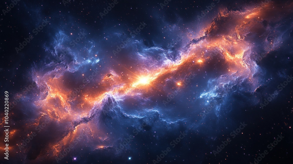 Naklejka premium Dynamic cosmic explosion with luminous energy bursts