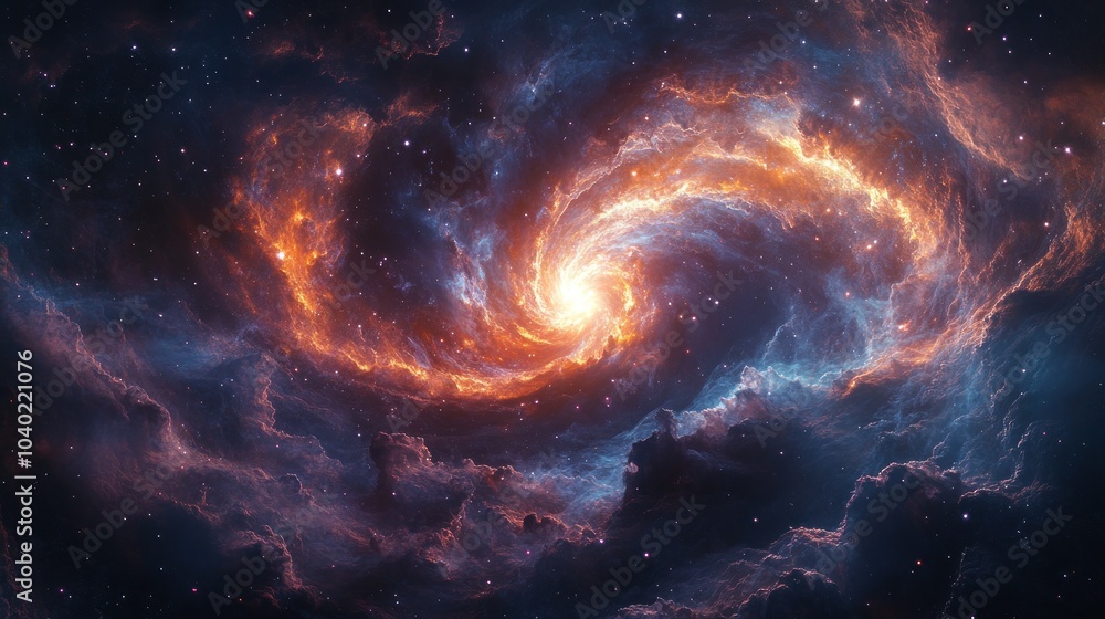 Galactic spiral intertwining with stars and light Galactic spiral intertwining with stars and light