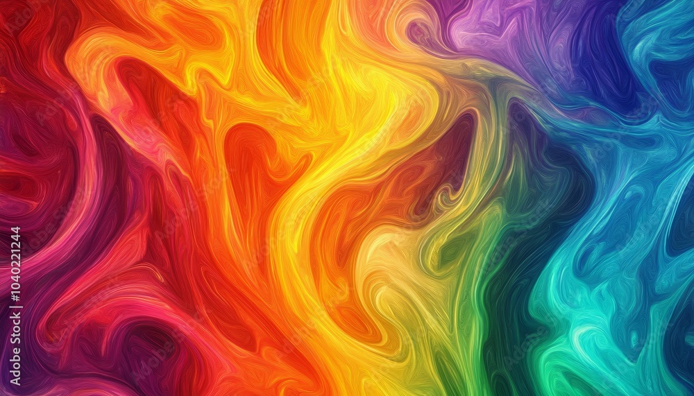 Colorful Abstract Digital Painting with Swirling Vivid Hues Colorful Abstract Digital Painting with Swirling Vivid Hues