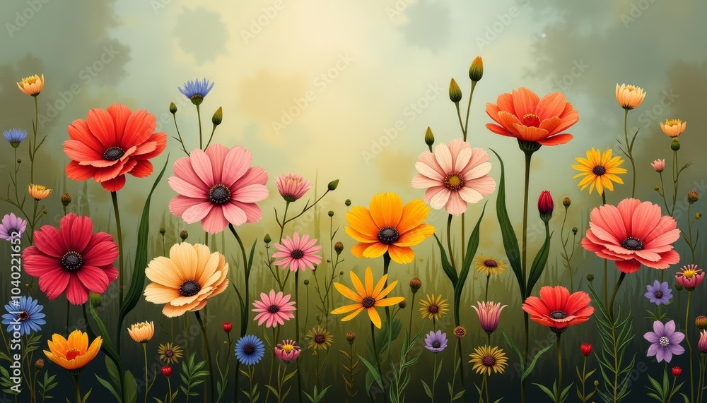 Vibrant garden of life blooming with joy and color Vibrant garden of life blooming with joy and color