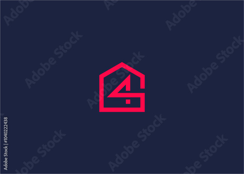 letter g4 with house logo icon design vector design template inspiration
