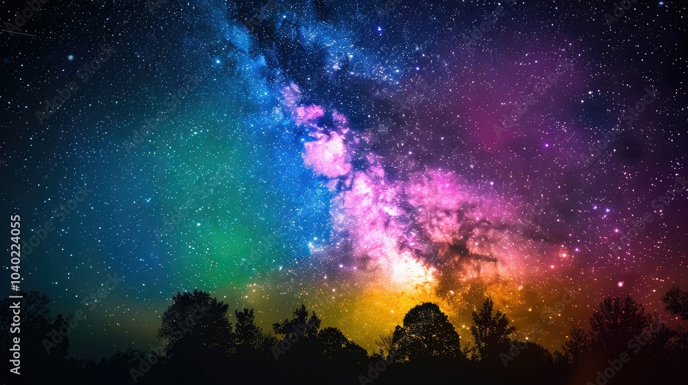 Colorful milkyway galaxy night stars landscape Colorful milkyway galaxy night stars landscape