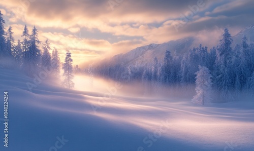 Wallpaper Mural Serene Winter Morning in Snowy Forest Landscape Torontodigital.ca