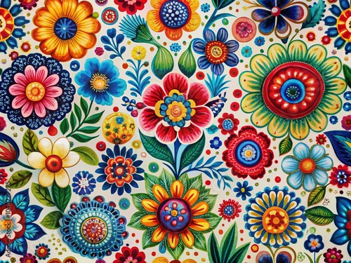 Scandinavian Style Decorative Floral Pattern for Textiles and Wallpapers