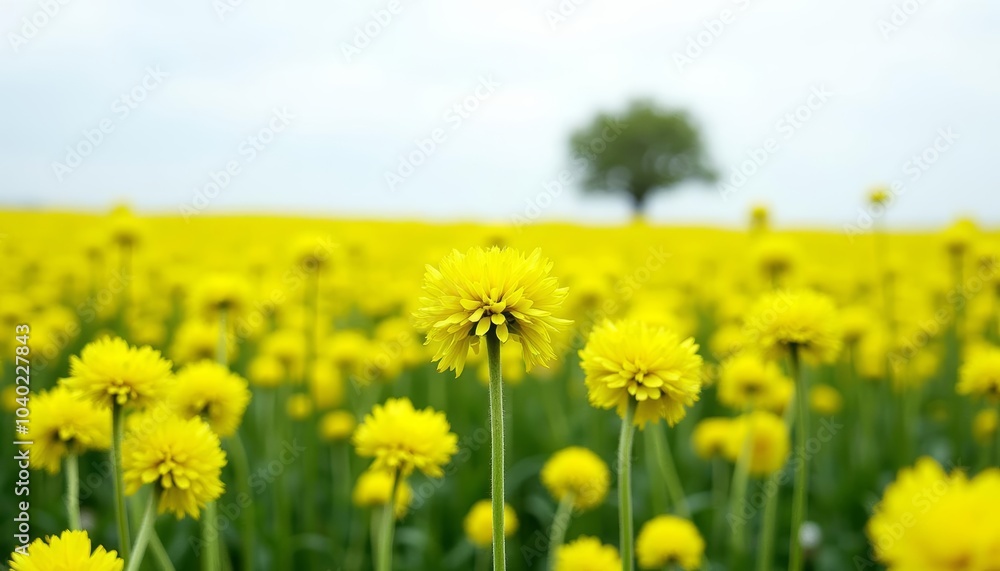 Blooming field of yellow flowers under a clear sky Blooming field of yellow flowers under a clear sky