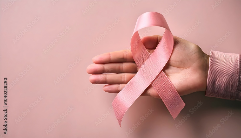 custom made wallpaper toronto digitalHand holding pink cancer awareness ribbon with copy space, wallpaper, symbolizing support and hope, background