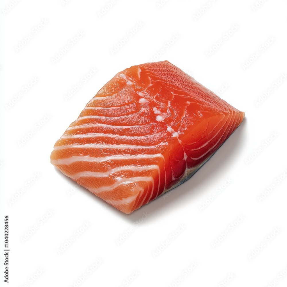 Fresh Poached Salmon Fillet on White Background Fresh Poached Salmon Fillet on White Background