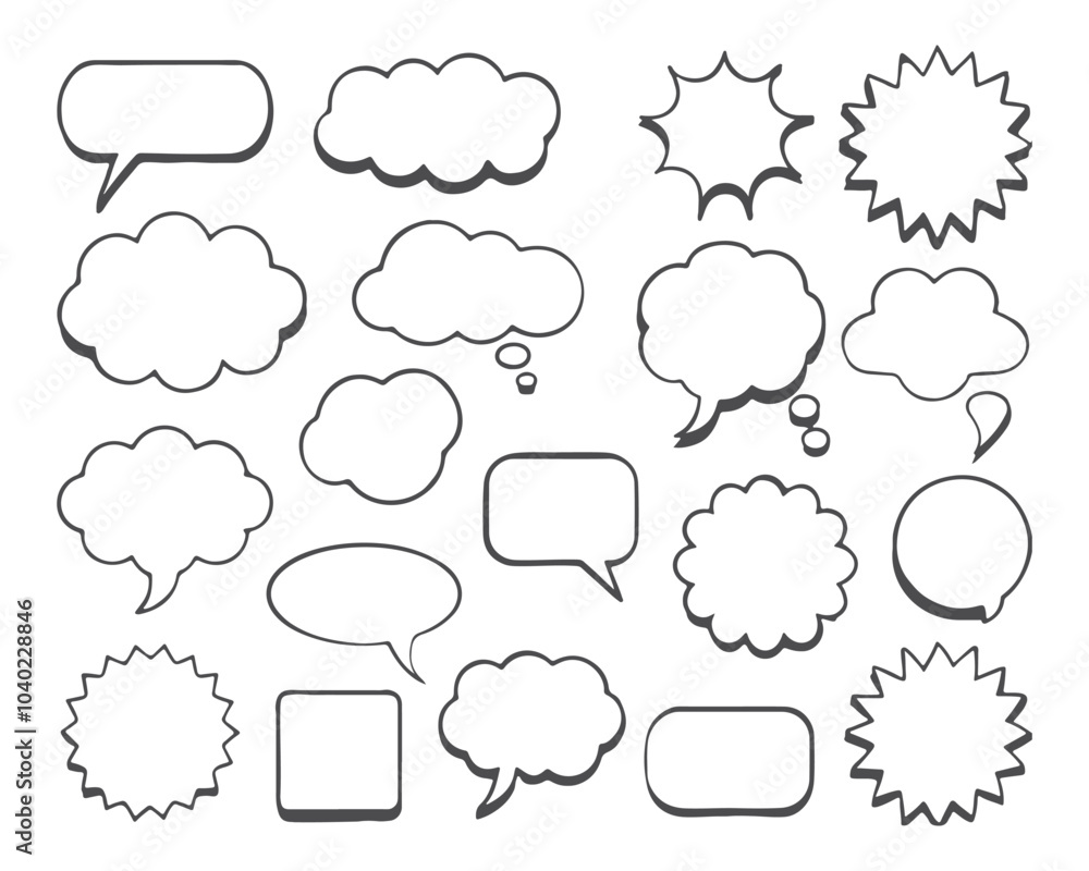 Speech bubble, speech balloon, chat bubble line art vector icon for apps and websites Speech bubble, speech balloon, chat bubble line art vector icon for apps and websites