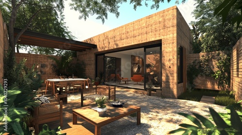 The house is modernly built to the house, includes a terrace, patio and courtyard photo