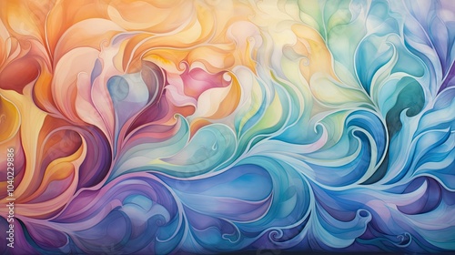 Close-up of swirling abstract patterns in rainbow hues