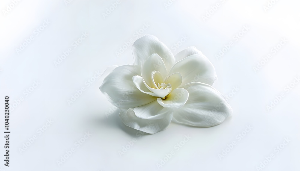 Lone Gardenia Flower on White Background Lone Gardenia Flower on White Background