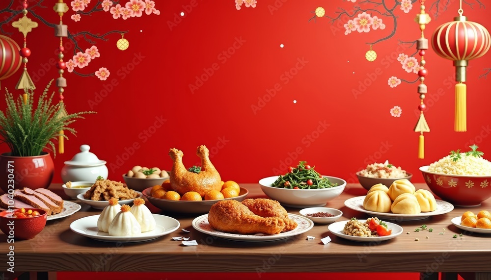 A feast of Asian cuisine ready to be savored A feast of Asian cuisine ready to be savored