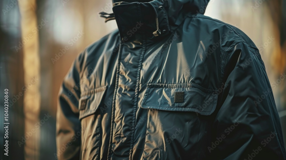 A man wearing a black jacket and mask, great for using as a symbol of mystery or anonymity A man wearing a black jacket and mask, great for using as a symbol of mystery or anonymity