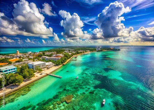 Scenic Waterfront Panorama of George Town, Grand Cayman - Stunning Seascape for Travel and Nature Enthusiasts