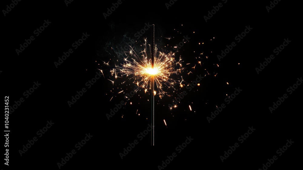 Lonely sparkler emits brilliant brighter light sparks Lonely sparkler emits brilliant brighter light sparks