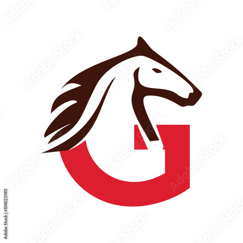 initial letter g running horse logo design template