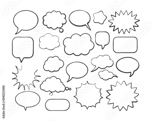 Speech bubble, speech balloon, chat bubble line art vector icon for apps and websites