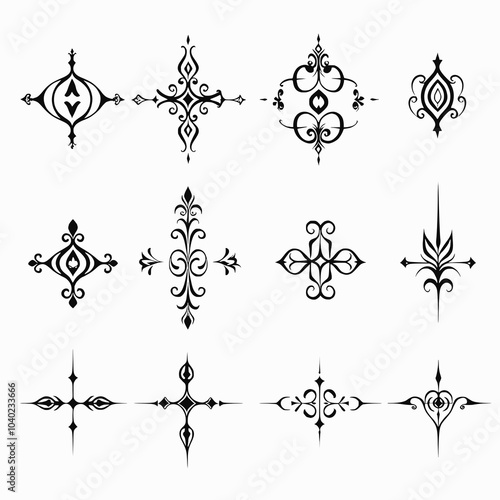 Gothic single line Divider Vector Art pack isolated on clean white background